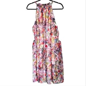 Elegant Floral Chiffon Halter Dress Plus Size 14